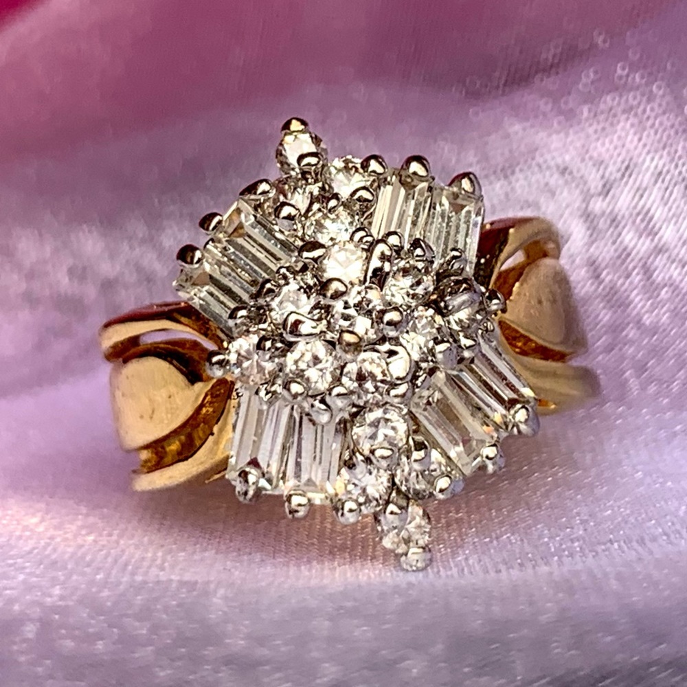 Vintage SETA CZ Baguettes Gold Tone Ring Sz 7.25